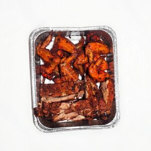 1/2 tray chicken wings & 1/2 tray pork ribs