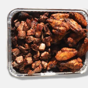 1/2 tray chicken wings & 1/2 tray pork ribs